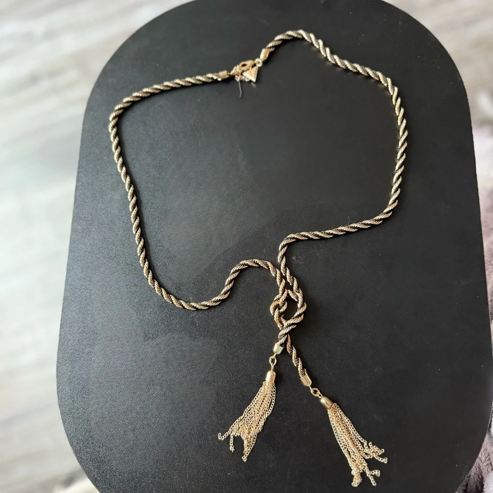 Guess Gold and Black Twisted Necklace